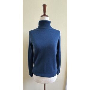 Lord Taylor 2 Ply Cashmere Turtle Neck Sweater Size SP Blue